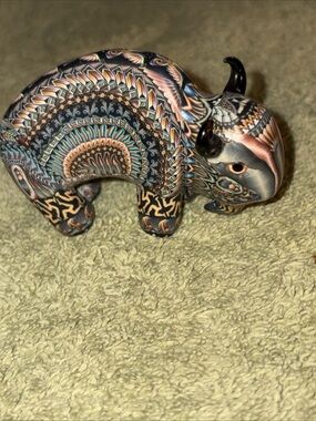 Hand-Painted Multicolor bison  Sculpture - Decorative Home Accent